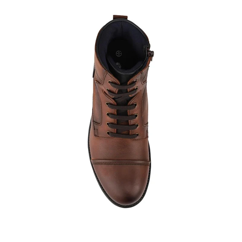 Leather Lace Up Toe Cap Boots - ITAR42004 / 328 362 - Brown