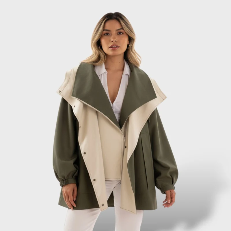 Oversized Kapuzenjacke mit Reverskragen
