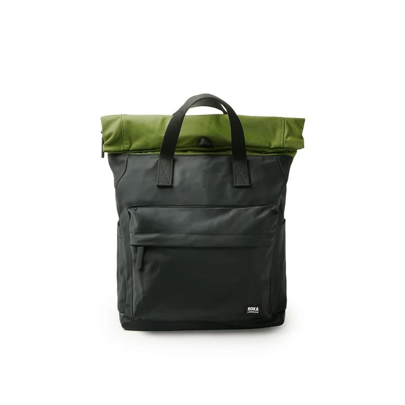 ROKA Kreativer Abfall Canfield B Schwarz / Avocado Mittelgroße Tasche aus recyceltem Nylon