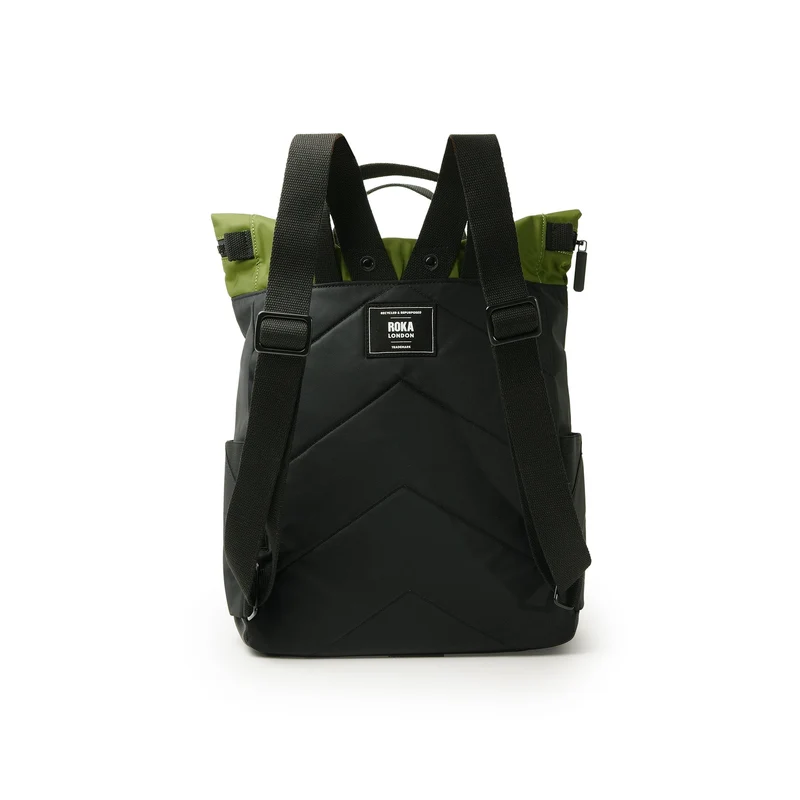 ROKA Kreativer Abfall Canfield B Schwarz / Avocado Mittelgroße Tasche aus recyceltem Nylon