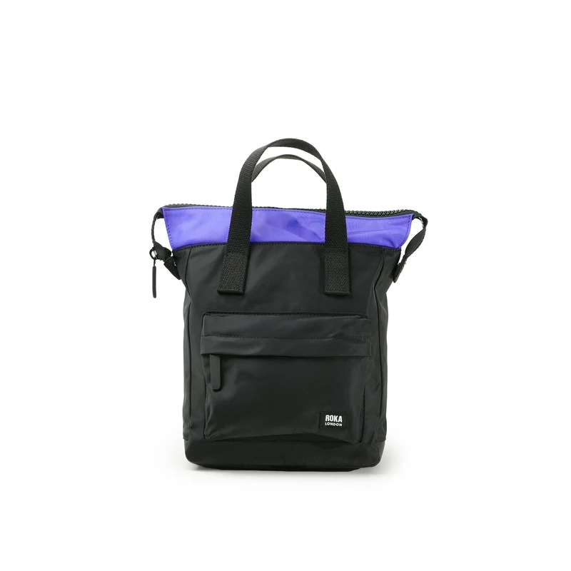 ROKA Kreativer Abfall Bantry B Schwarz / Schlichte lila kleine Tasche aus recyceltem Nylon