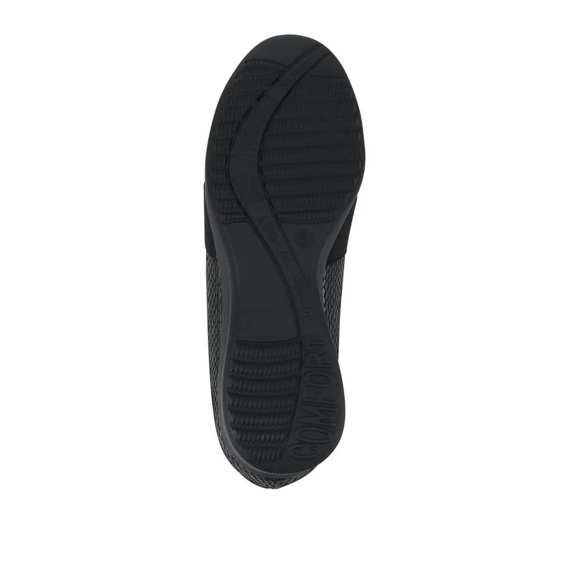 Lightweight Wedge Heel Slip On Shoes - WK42021 / 328 124 - Black-Black Patent