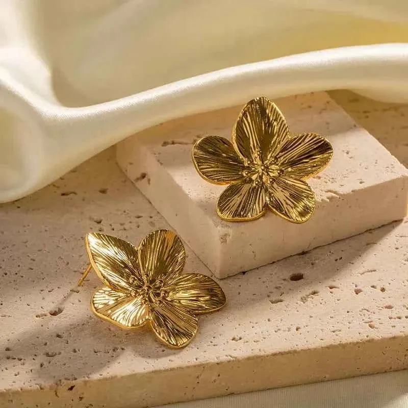 Blumen Ohrringe Gold