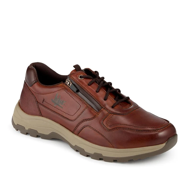 EasyFit Extra Wide Zip & Lace Casual Shoes - HARRY / 328 144 - Cognac