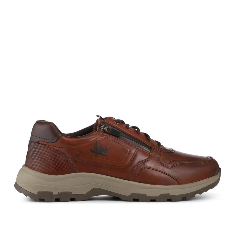 EasyFit Extra Wide Zip & Lace Casual Shoes - HARRY / 328 144 - Cognac