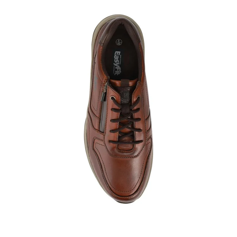 EasyFit Extra Wide Zip & Lace Casual Shoes - HARRY / 328 144 - Cognac
