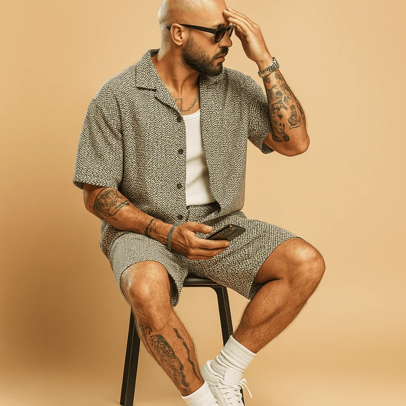 Kurzarmhemd Shorts Set Herren