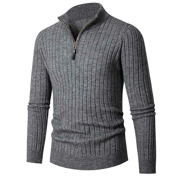 Halber Reißverschluss Strickpullover Herren