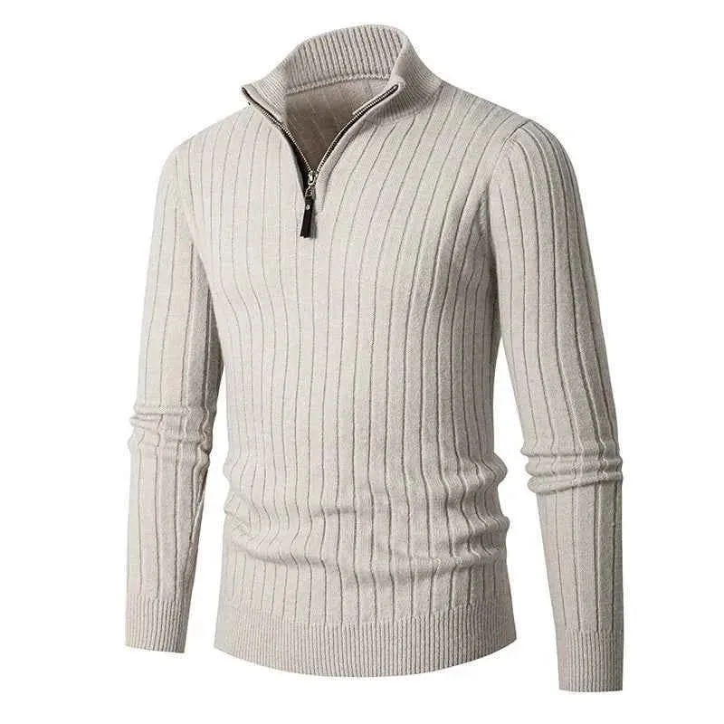 Halber Reißverschluss Strickpullover Herren