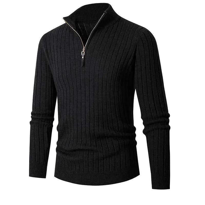 Halber Reißverschluss Strickpullover Herren