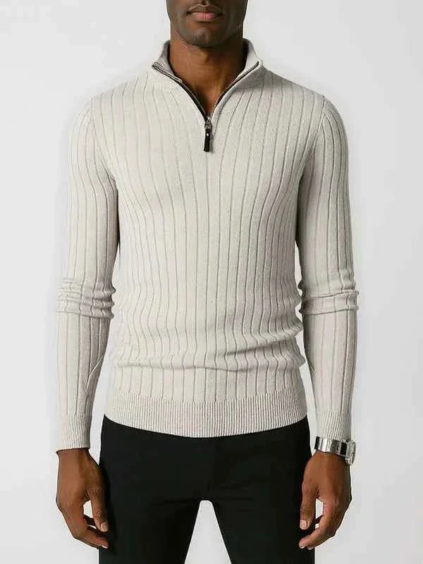 Halber Reißverschluss Strickpullover Herren