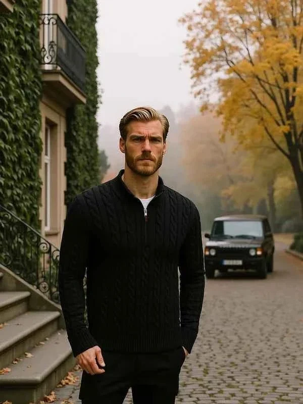 Halber Reißverschluss Pullover Herren