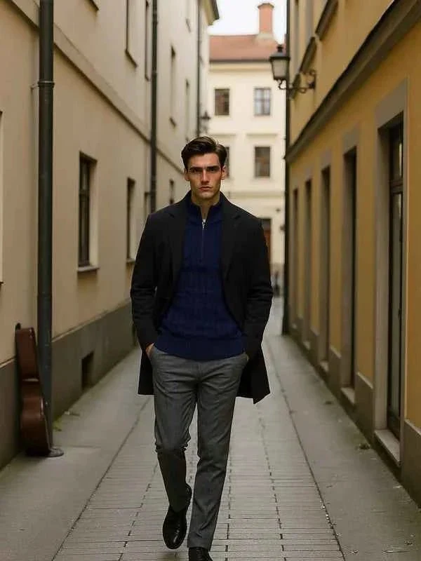 Halber Reißverschluss Pullover Herren
