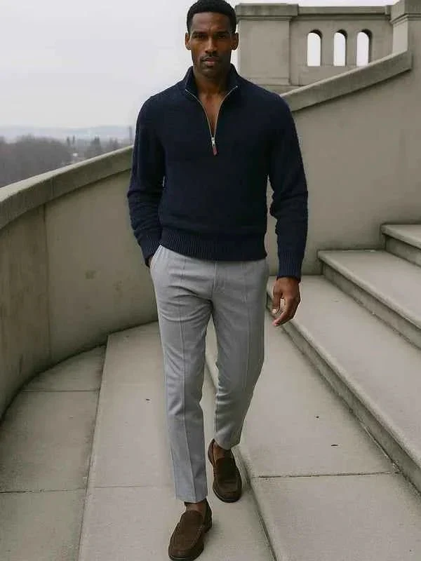 Halber Reißverschluss Pullover Herren