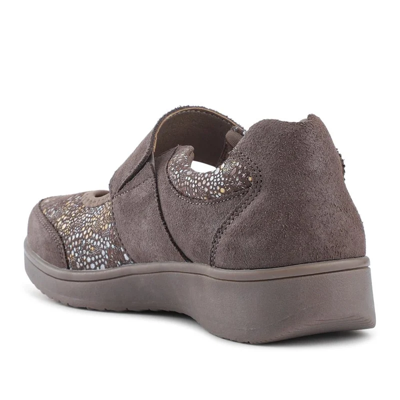 Wide Fit Leather Mary Janes - BRK42012 / 328 095 - Taupe Multi