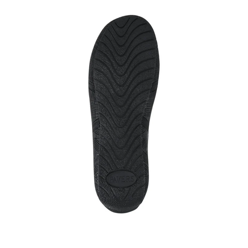 Wide Fit Leather Slip On Shoes With Ribbon Detail - KF42014 / 328 231 - Black