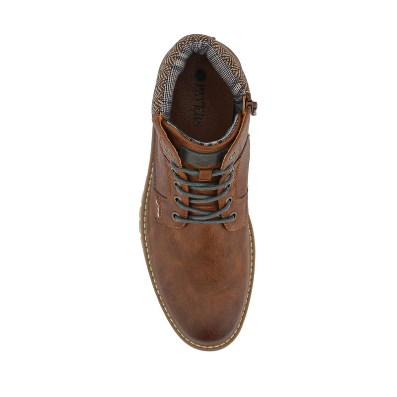 Lace Up Boots With Fabric Cuff - WOIL42026 / 327 955 - Tan