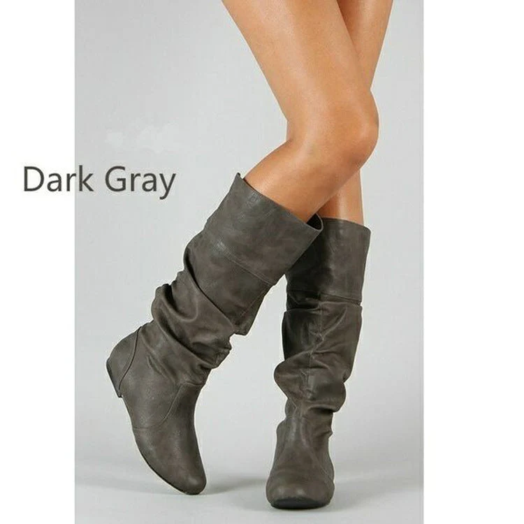 Damen nan lässige Slouch-Stiefel mit weichem Schaft, gerafftem Design und flacher Komfortsohle Drune