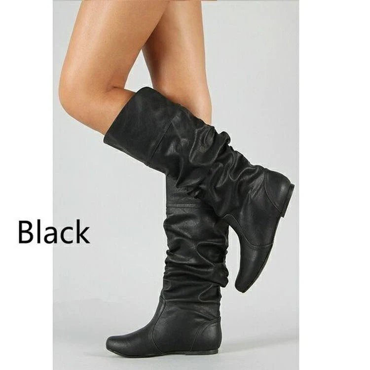 Damen nan lässige Slouch-Stiefel mit weichem Schaft, gerafftem Design und flacher Komfortsohle Drune