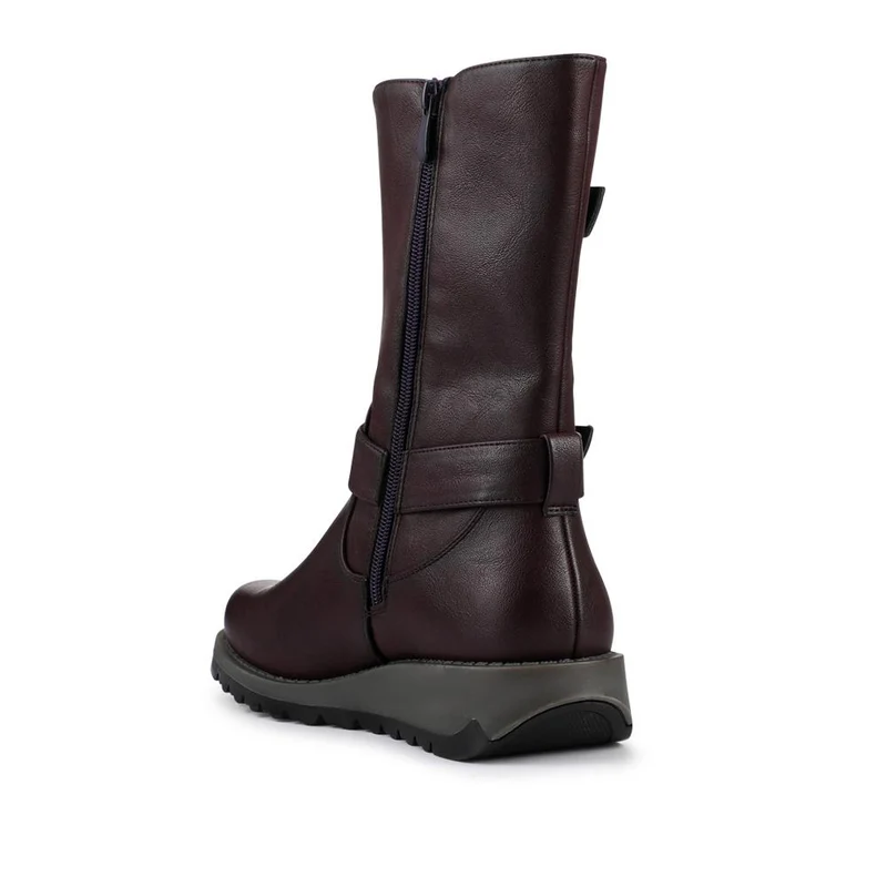 Dual Buckle Calf Length Boots - WK42018 / 328 044 - Purple