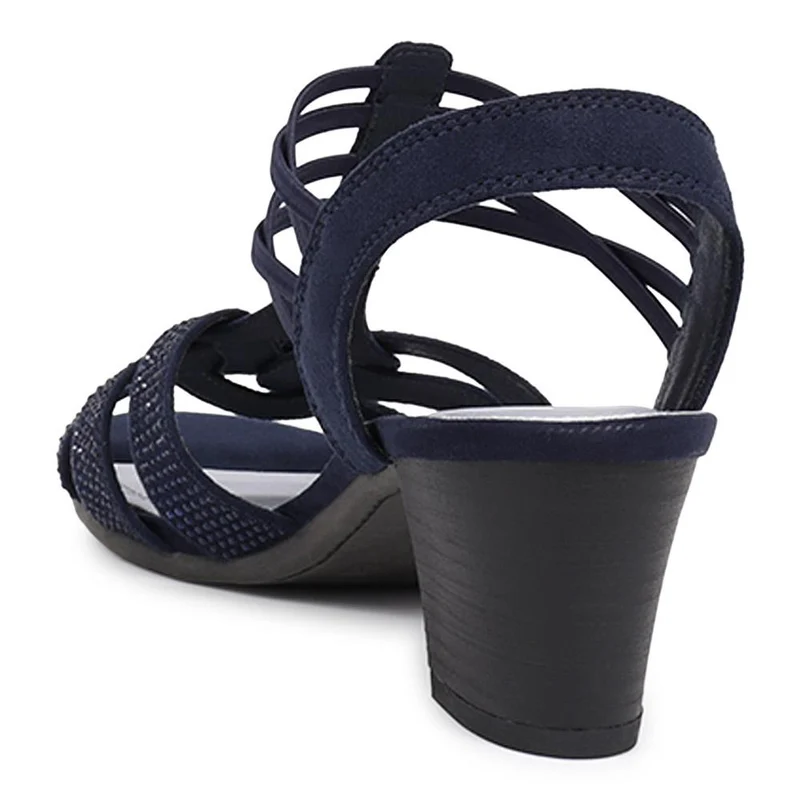 Slip-On Block-Heeled Sandals - PLAN39001 / 325 340 - Navy