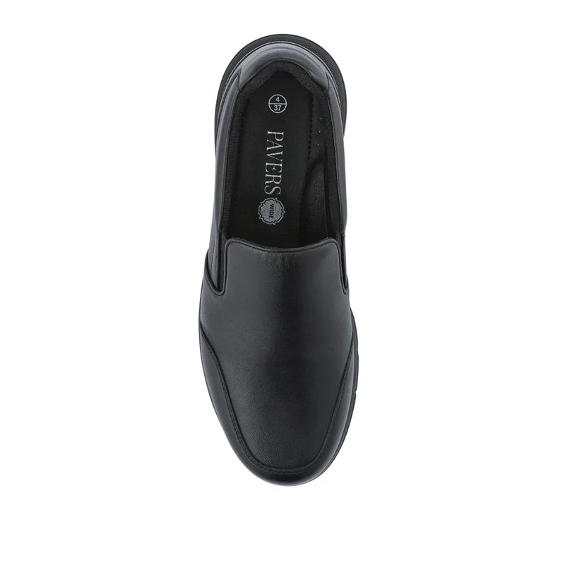 Wide-Fit Sheepskin Leather Slip-Ons - PRFEM42005 / 328 092 - Black