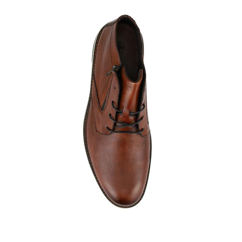 Rieker Zip & Lace Leather Smart Shoes - RKR42503 / 327 704 - Tan
