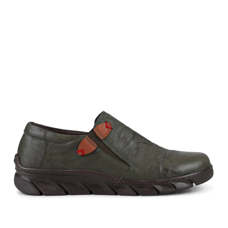 Loretta Slip On Leather Shoes - HAK42013 / 328 513 - Khaki