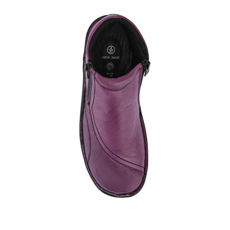 Leather Ankle Boots - LUCK34005 / 321 855 - Purple
