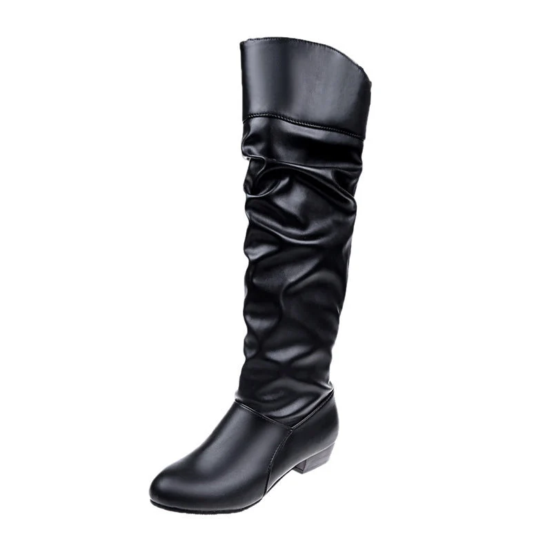 Damen nan knielange Slouch-Stiefel mit weichem Schaft und niedrigem Blockabsatz Drune