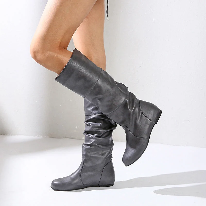 Damen nan knielange Slouch-Stiefel mit weichem Schaft und niedrigem Blockabsatz Drune