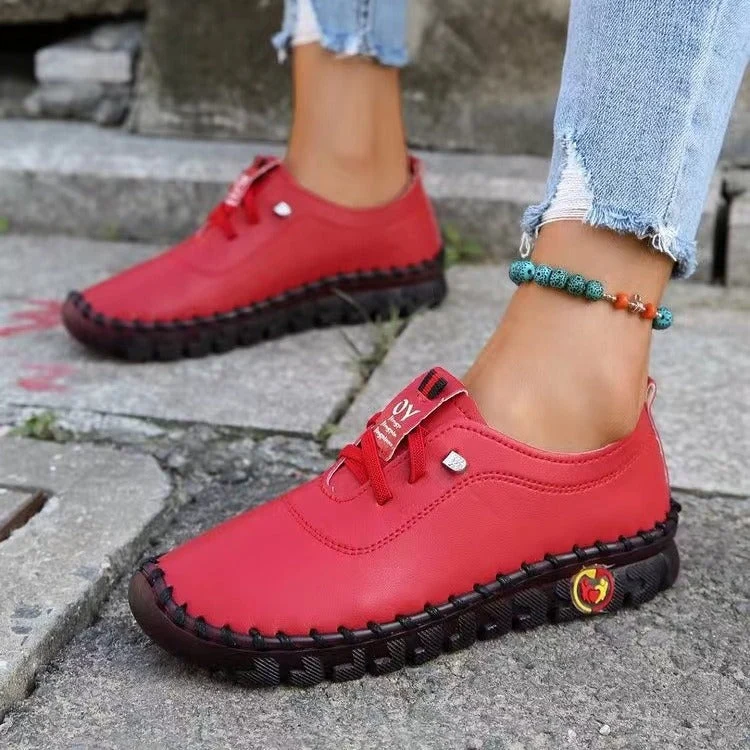 Damen nan handgenähte Mokassin-Loafer mit elastischer Schnürung gepolstertem Komfortfußbett und profilierter Gummisohle Drune