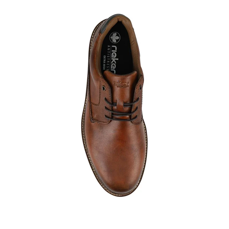 Rieker Wide Fit Leather Lace-Up Shoes - RKR42500 / 327 701 - Tan