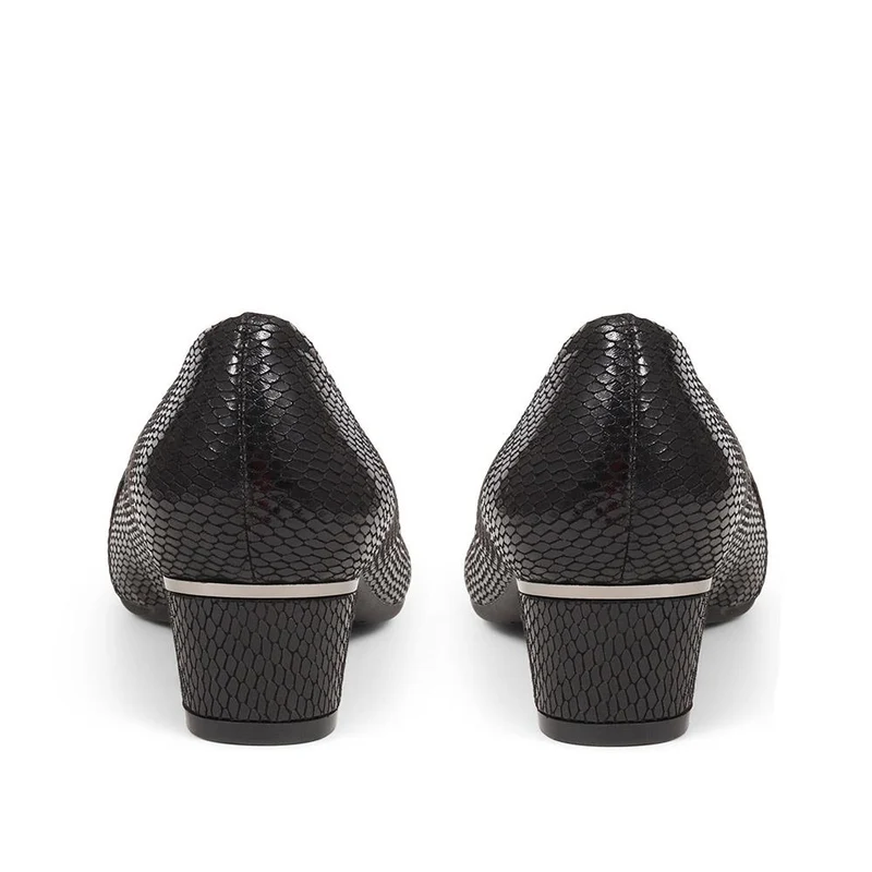 Heeled Court Shoe - WK38019 / 324 234 - Black Snake