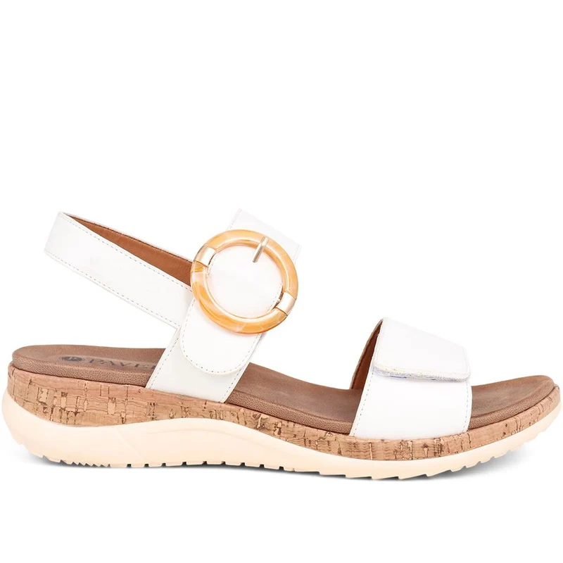 Adjustable Buckle Slingback Comfort Sandals - BAIZH39003 / 325 100 - White