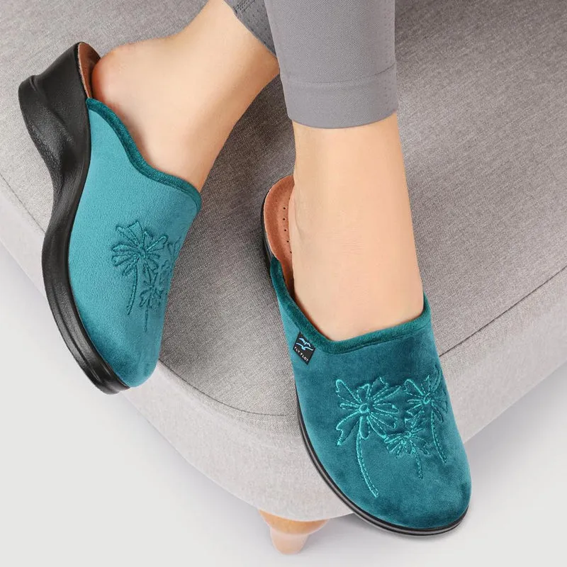 Fly Flot Engraved Self Moulding Mules - FLY42002 / 327 719 - Teal