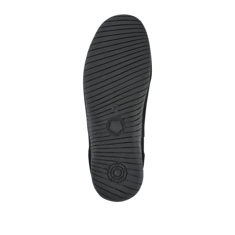 Wide-Fit Leather Slip-On Shoes - BRK42018 / 328 405 - Black