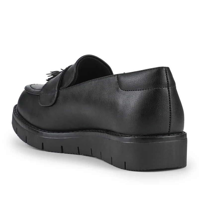 Wide Fit Tasselled Chunky Moccasins - WBINS42075 / 327 926 - Black