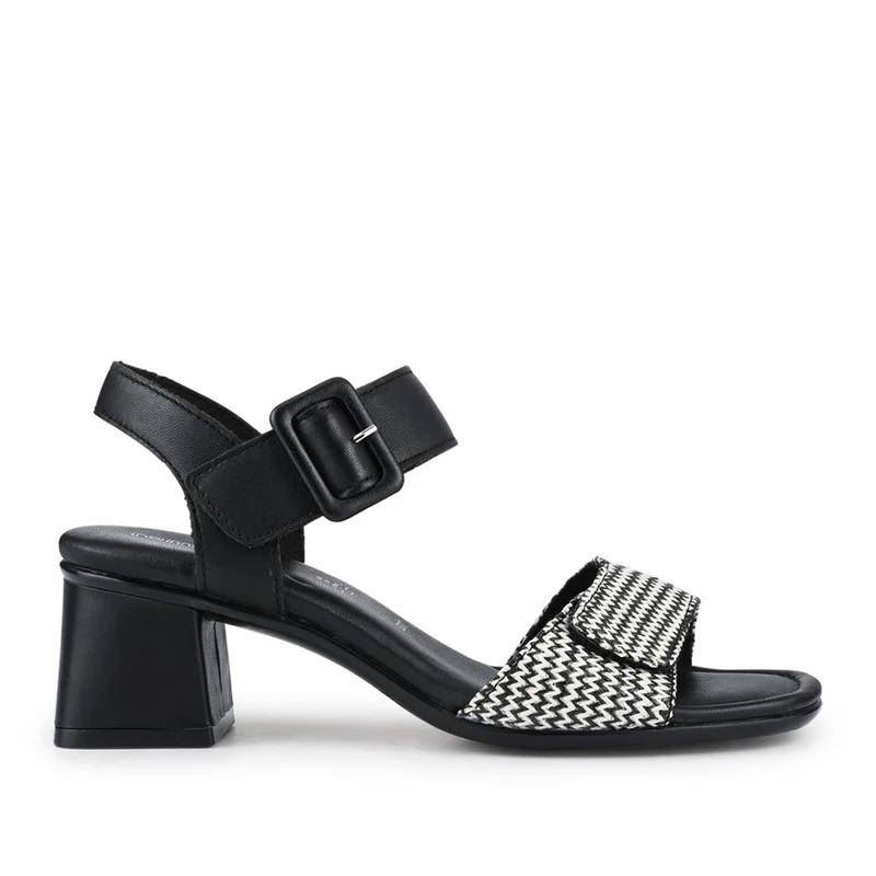Leather Heeled Sandals - DRS39510 / 325 410 - Black Multi