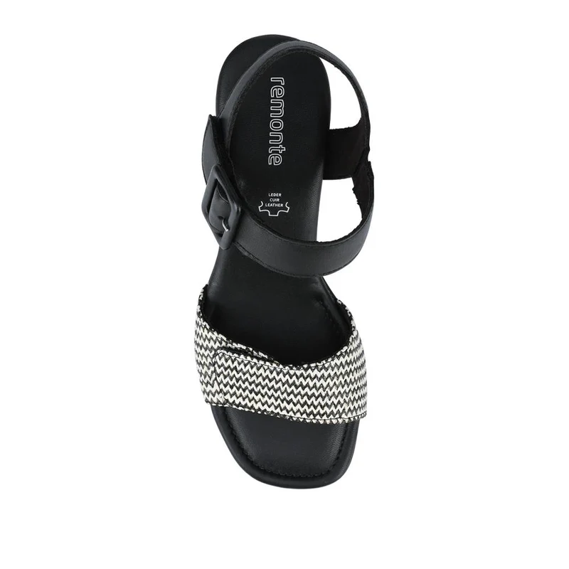 Leather Heeled Sandals - DRS39510 / 325 410 - Black Multi
