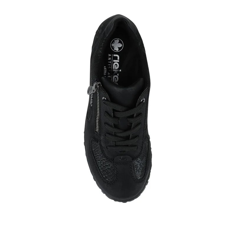 Rieker Wide Fit Rugged Zip & Lace Trainers - RKR42528 / 327 692 - Black