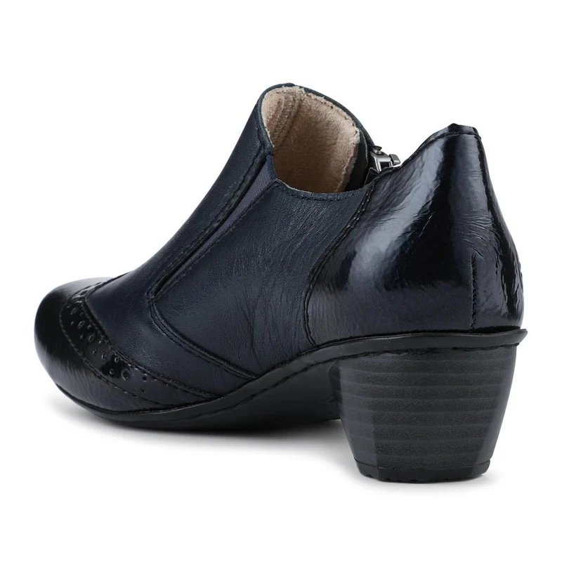 Rieker Leather Heeled Slip-On Shoes - RKR42522 / 327 688 - Navy