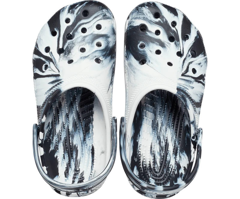 Crocs Klassischer marmorierter Kinder-Clog – Schwarz