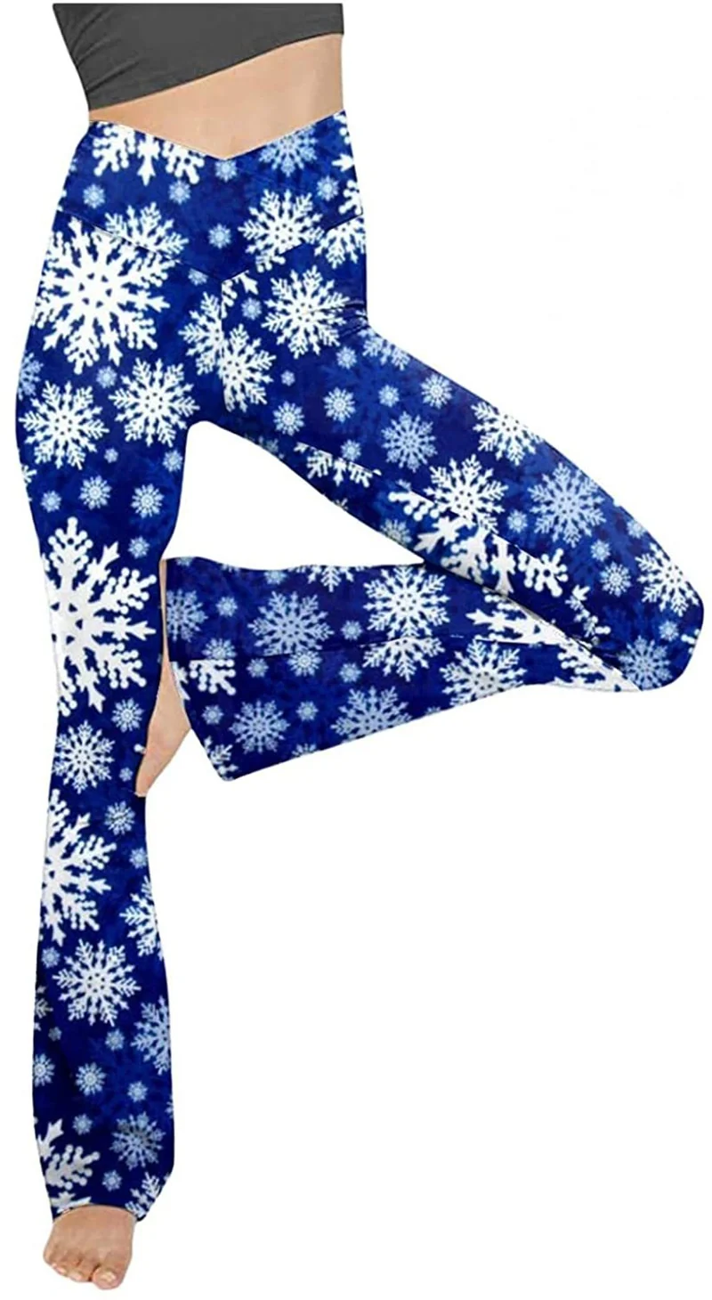 Damen nan taillenhohe Yogahose mit überkreuztem Bund und ausgestelltem Saum mit Schlitz Drune
