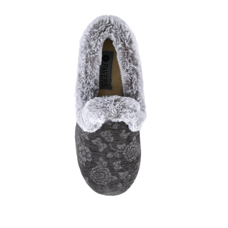 Warm Memory Foam Velour Slippers - QING42003 / 327 931 - Grey