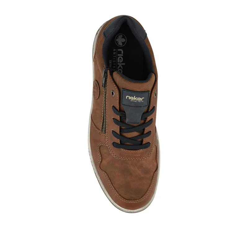 Rieker Wide Fit Zip & Lace Leather Trainers - RKR42505 / 327 700 - Tan