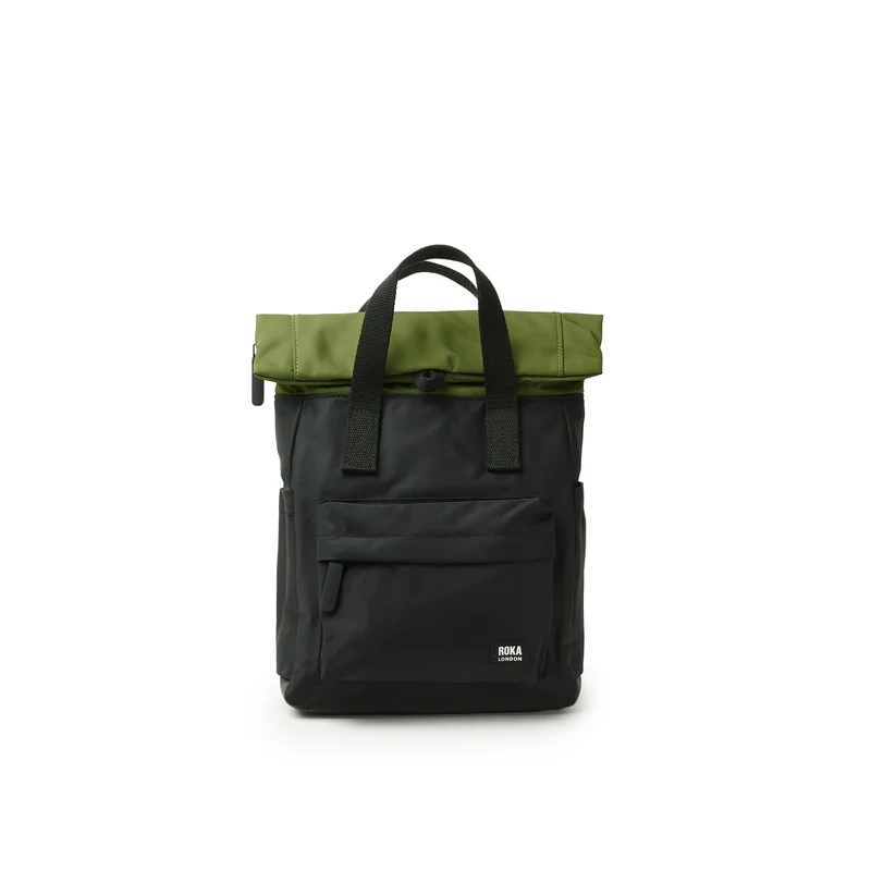 ROKA Kreativer Abfall Canfield B Schwarz / Avocado Kleine Tasche aus recyceltem Nylon