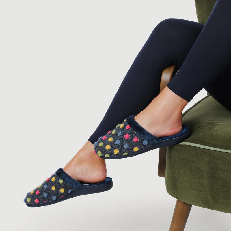 Cushioned Mule Slippers - FEVI40009 / 326 326 - Navy Multi