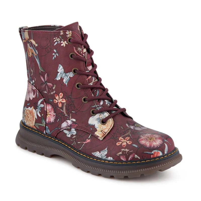 Lace-Up Floral Boots - PINYI40011 / 326 033