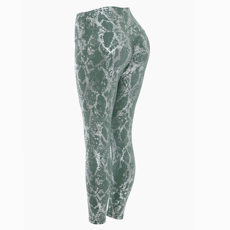 Damen nan hoch taillierte Sportleggings mit formender Kompression und strukturierter Schlangenprägung Drune